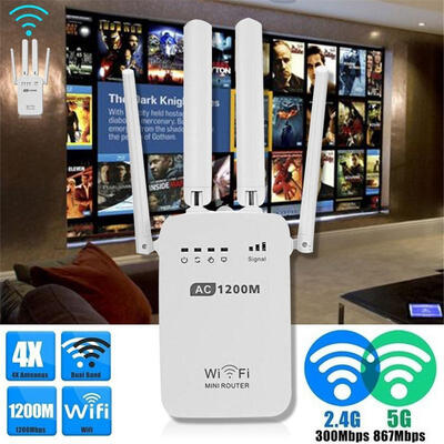 

3001200Mbps Dual-Band 245G 4-Antenna WIFI Range Extender WiFi Repeater Wireless Wi-Fi Router Home Network Home Supplies