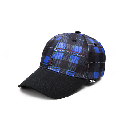 

OMTO Baseball Cap 2019 New Original Tide Brand Men&Women Plaid Cap Street Outdoor Sports Bend Embroidery Couple Sunscreen Plaid Hat Hip Hop Hat Blue