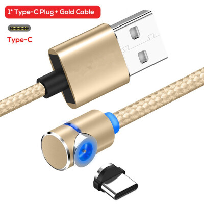 

90 Degree 3 in 1 Led Cable Magnetic Charging Cable for iPhone X 8 7 6 Plus L Nylon Micro USB Cable USB Type-C USB C Cable