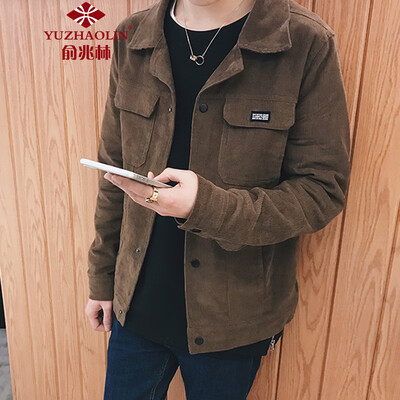 

Yu Zhaolin YUZHAOLIN jacket 2019 spring new mens fashion lapel corduroy jacket A102-DJ624-1 brown
