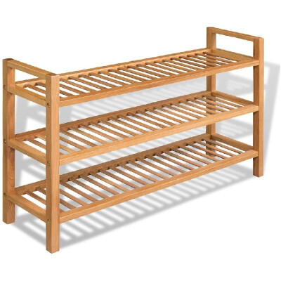 

Shoe Rack with 3 Shelves Solid Oak 394"x106"x234"