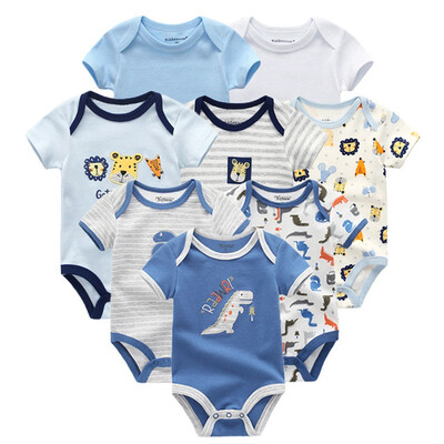 

2019 8PCS Baby Clothes Bebe Cotton Newborn Baby Boy Clothes Unicorn Black White O-Neck Short Sleeve Baby Girl Clothes Babywear