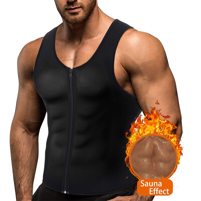 

Men Sauna Suit Waist Trainer Vest Workout Tank Top Sweat Body Shaper Zipper Tummy Fat Burner Hot Neoprene Corset