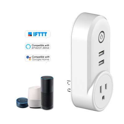 

WIFI Smart Plug Wireless Remote Control Timing Function Smart Wall Socket with Dual USB OutletsVoice Control Compatible with Goog