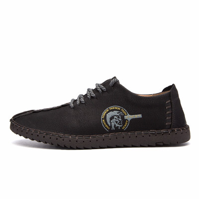 

2018 Fashion Leather Shoes Men Full Handtailor Vintage Sneakers 47 Huarache Moccasins Non-slip Super Hot Flats Black Plus Sizes 46