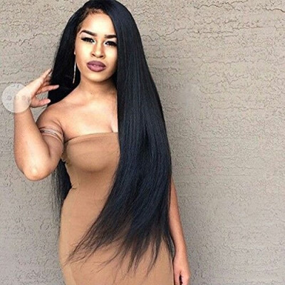 

Yaki Straight Full Lace Wig Human Hair Italian Yaki Brazilian Virgin Human Hair Full Lace Wig for Black Women Natural Color