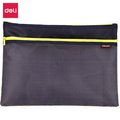 

Deli deli breathable double cloth storage bag A5 zipper file bag single dark blue 5843
