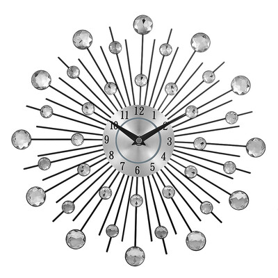 

Decorative Crystal Sunburst Metal Wall Clock Home Art Decor Diameter 13 inch