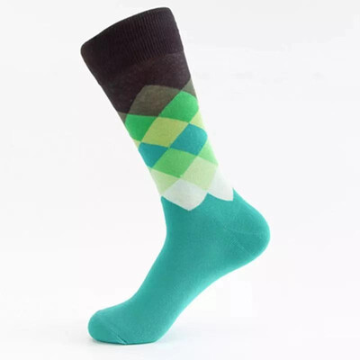 

Aa-shop 1 Pair Men Socks with Rainbow Geometry Color Type Mid tube Socks Big Size Lucky Socks