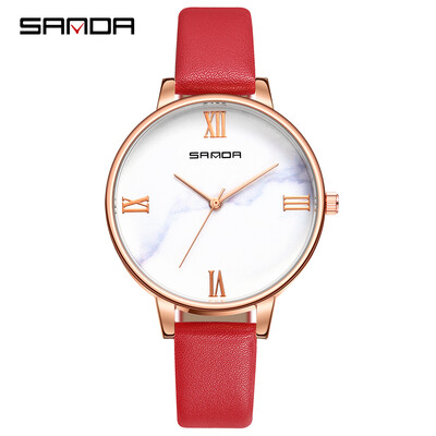 

SANDA P226 Simple Women Watch Leather Quartz Movement Watch Waterproof Casual Clock Wristwatch for Female