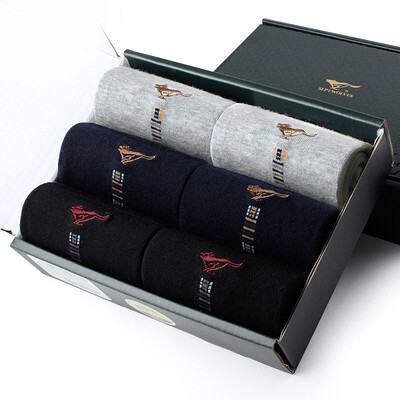 

Seven wolves socks mens spring&summer antibacterial breathable sweat thin business mens socks 6 pairs of dark color code 91706