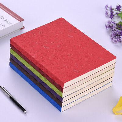 

front Cute Pattern B5 Writing Notebook PU Leather Soft Cover Lined Paper Daily Notepad Travel Journal Perfect for School College S