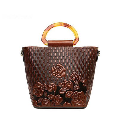 

SUWERER 2019 New Top cowhide fashion women Genuine Leather bag luxury handbags designer embossed bag tote women hangdags