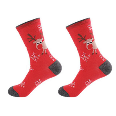 

Christmas Man Woman Adult Pure Cotton Antifriction Santa Claus Deer Snowman Winter Cartoon Socks