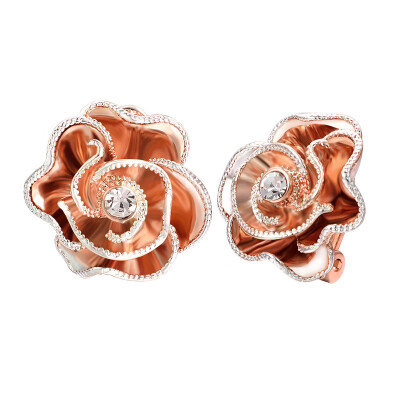 

Yoursfs clip earrings for women black rose flower gold plated earring enamel