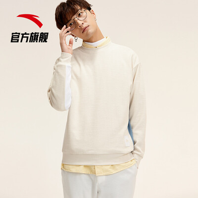 

Anta ANTA 95918701 Anta mens sweater sweater 2019 spring new color matching sweater round neck pullover shirt color sweater beige  male 170