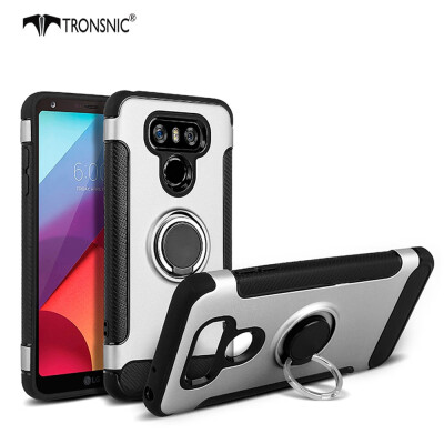 

Tronsnic Phone Case For LG G6 Carbon Fiber Brushed Wire Silicone Case For LG G6 360 Roation Ring Holder Magnetic Stand TPU Cover