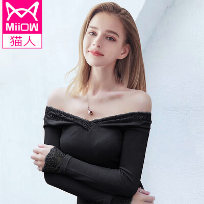 

Catwoman Ladies Bottom Shirt Womens Thin Sexy Deep V Lace Bottoming Shirt Womens Foundation Seamless Slim Body Set Black One Size