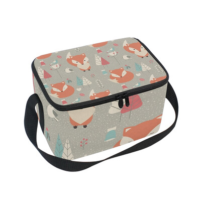 

ALAZA Lunch Box Insulated Cute Fox Lunch Bag Large Cooler Tote Bagfor Men Women