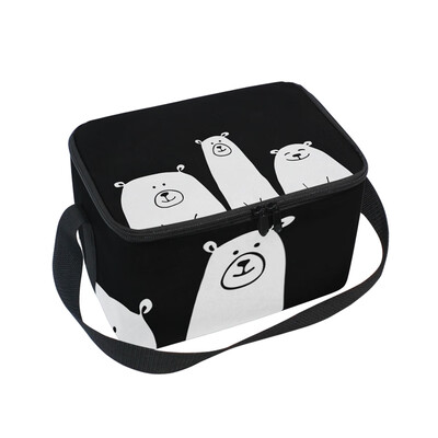 

ALAZA Lunch Box Insulated Lunch Bag Large Cooler Funny White Bears Tote Bag