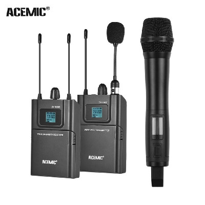 

ACEMIC DV100SET Dual Channel UHF Wireless Microphone System LCD Display 80M Effective Range with 1 Transmitter & 1 Receiver & 1 Ha