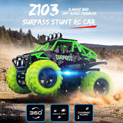 

Z103 24GHz 2WD 360° Spin Surpass Stunt RC Car Off-road Crawler With Dynamic Music&LED Light RTR