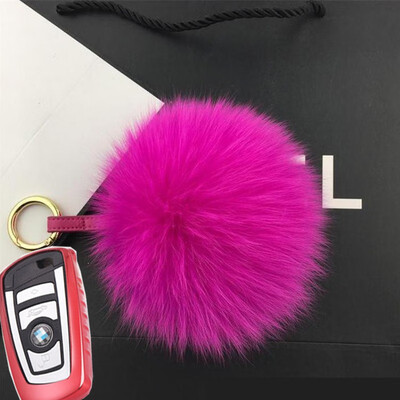 

Faux Fox Fur Keychain Fashion Car Keychain 12-15cm Lovely Soft Hairball Key Charm Pendant Multi-color Optional