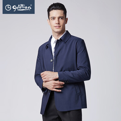

Goldlion 2019 spring new mens windproof crisp collar business casual jacket coat hidden blue