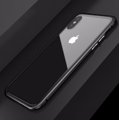 

Magneto Phone Case For iPhone X  MAX Magnet absorption shell Metal Bumper Anti-Scratch Tempered Glass Back Cover coqu