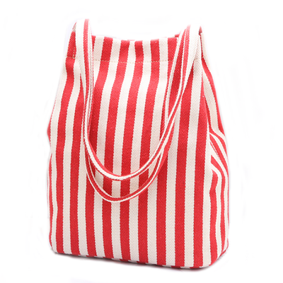 

Canvas Shoulder Bag for Women Casual Ladies Striped Satchel Bag Women Work Totes Shopping Bag