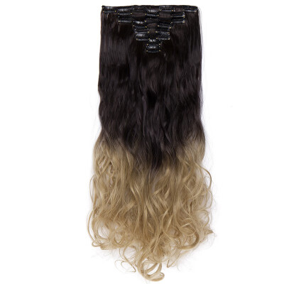 

24" Curly 8 Pcs Full Head Clip in Hair Extensions Synthetic 8 Piece 18 Clips Hairpiece Long Wave Trendy Design for Women
