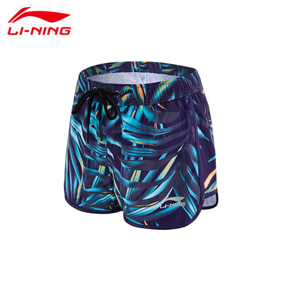 

Li Ning LI-NING beach pants loose large size five points swimming trunks seaside holiday fashion casual couples sports shorts 796-5 female models purple gray L