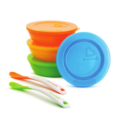 

Munchkin childrens tableware Mackenzie love bowl newborn baby training bowl bowl spoon set 43867