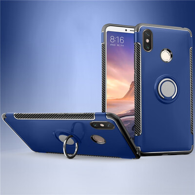 

Back Cover For Xiaomi Mi Max 3 Max3 Case Car Holder Stand Hard PC Silicon Ring Suction Bracket Celulars