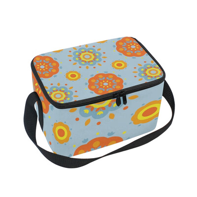 

ALAZA Lunch Box Orange Teal Insulated Lunch Bag Large Cooler Tote Bagfor Men Women