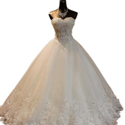 

High Quality See Through Wedding Dresses Ball Gowns Lace Up Bride Dress Plus Size Customized Dress