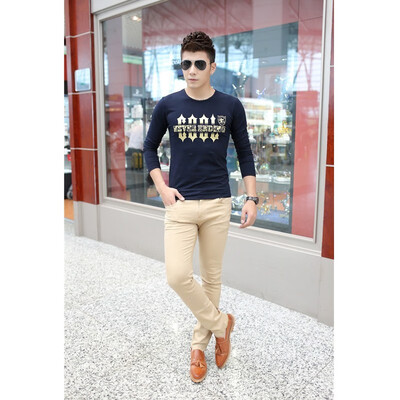 

Fashion Slim Cotton Print Mens Long T-Shirt Round Neck Short Sleeve T-Shirt Mens White Half Sleeve Clothes Korean Trend Mens Wear