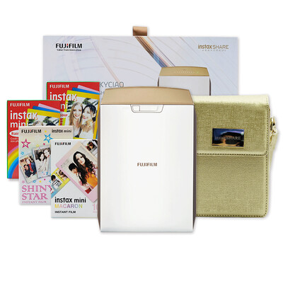 

Fuji instaxSHARE SP-2 one-time imaging photo printer mobile phone photo printer pocket portable home photo printer lyric gift box suit space silver