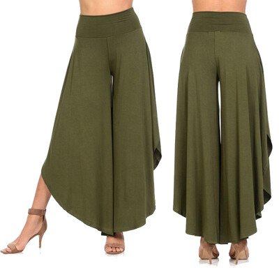 

FITTOO Womens Comfy High Waist Loose Skirt Casual Dress Flowy Layered Cropped Capris Wide Leg Palazzo Trousers