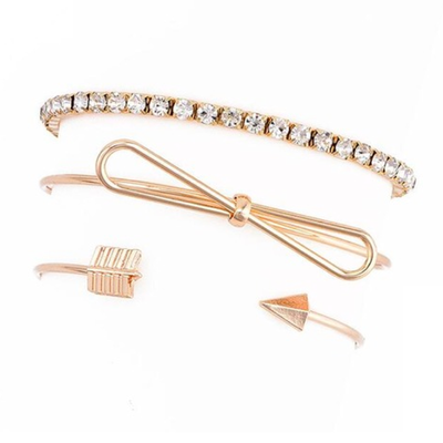 

4 Pcs Set women bracelets Bohemian Leaves Knot Round Chain Opening Gold Bracelet Set Women Fashion Apparel Jewelry