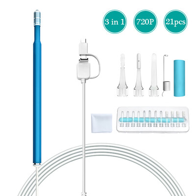 

3-in-1 USB Ear Cleaning Earpick Endoscope LED Light Multifunctional Borescope Inspection Camera HD 720P Visual Ear Spoon Health Ca