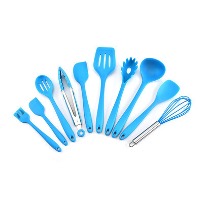 

NeillieN Silica gel kitchenware set 10 sets of silica gel kitchenware 10 sets of scraper shovel spoon oil brush food clip etc