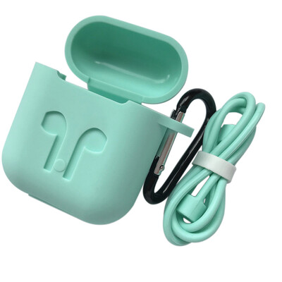

3in1 Silicone Case for Apple AirPods Wireless BT Headset Protective Storage Box Cover Pouch Carabiner Lanyard