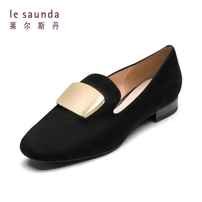 

Lyles Dan fashion elegant commuter round head set buckle buckle rough low with female grandmother single shoes LS AM12903 black 36