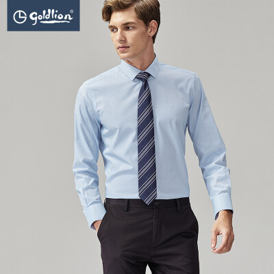 

Goldlion Goldlion 2019 Spring&Summer New Mens Soft Comfortable Fashion Stripe Slim Fit Long Sleeve Shirt Blue