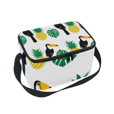 

Lunch Box Insulated Lunch Bag Large Cooler Crow And Pineapple Tote Bagfor Kids Men Women