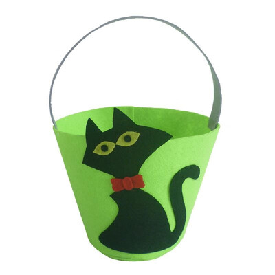 

Halloween Felt Fabric Gift Bag Trick or Treat Candy Bucket with Handle Halloween Party Costumes Supplies Decorations--Pumpkin