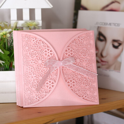 

10Pcs Romantic White Wedding Party Invitation Card Delicate Carved Flowers