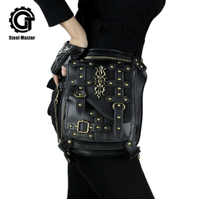 

steel master Steampunk Waist Bags Goth Hip Holster Waist Bags PU Leather Women Bags