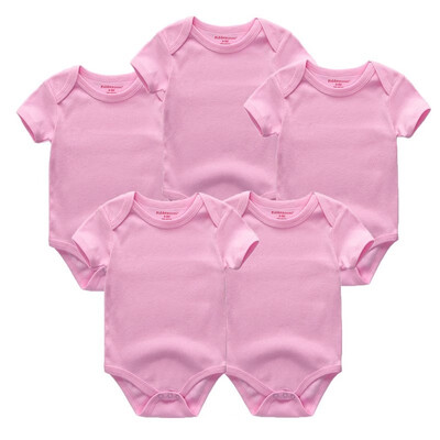 

5Pcslot Babywear Unisex Baby Girls Clothes Bodysuits Short Sleeve Solid Baby Boys Clothes Rompers Cotton For Babies Newborn 0-12M
